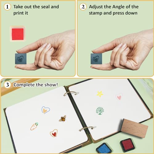 CRASPIRE Pentagram Star Wooden Rubber Stamp 3/5 Inch Pattern Mini Small Wood Stamps Reusable Vintage Print for DIY Craft Card Scrapbooking Journaling Albums Card Making Planner Envelope Photo - Image 3