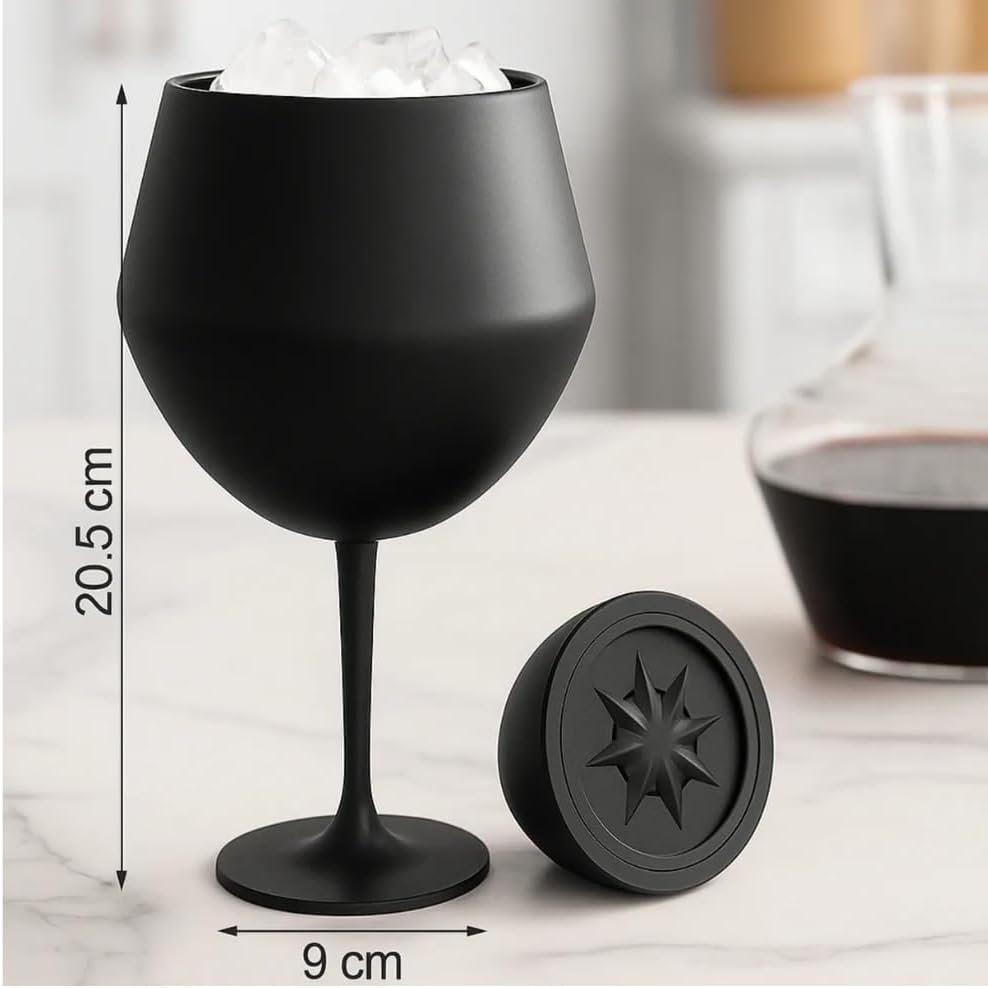 Taça Térmica Inox 414ml 2 em 1 Copo Isolado a Vácuo Parede Dupla Gin Vinho ou Cocktail Inquebrável e Reutilizável Haste Removível