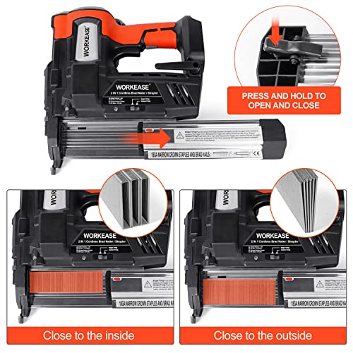 21V Cordless Brad Nailer, 18 Gauge 2 In 1 Nail Gun/Stapler Gun Battery Powered With 2.0Ah Battery, Fast Charger, 2000 Nails & Staples, Earplugs, Electric Staple Gun For Furniture Woodworking #TOP4
