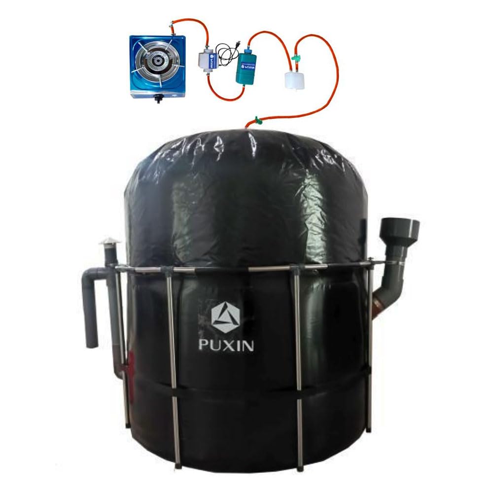 Home Bio Gas Digester System, Model PX-2.65, 59 * 59inch, DIY Biodigestor Kit, Make Your Own Biodigester System, Treat Food Residue Pig Waste Cow Manure, Get Biogas Fuel for Home Cooking