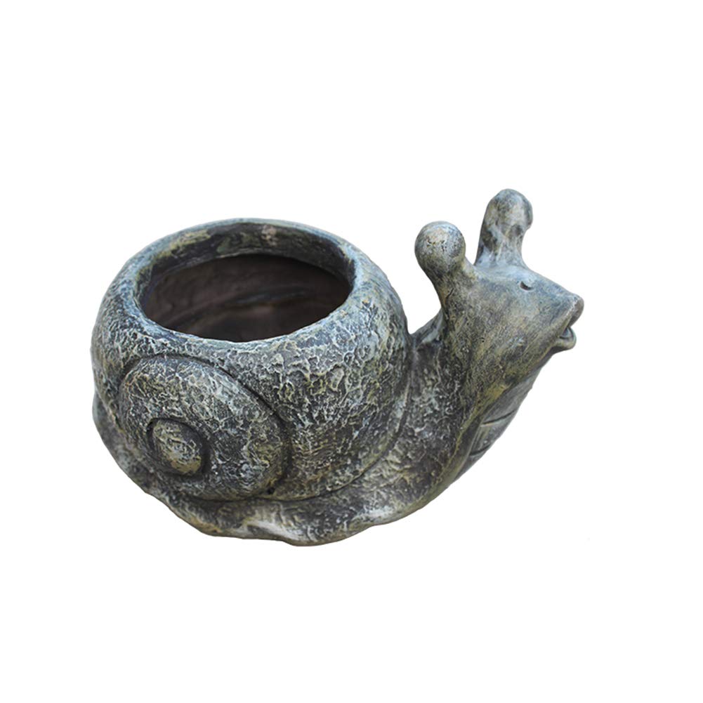 Statue planteur escargot pour décorer une terrasse fleurie ou un balcon