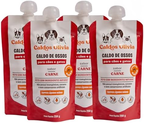 Kit 4 Caldos de Ossos Para Cães e Gatos 250g, Sem Conservantes Ar...