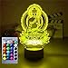 Jinnwell 3D Buddha led Night Light Lamp Illusion Night Light 16 Color Changing Table Desk Decoration Lamps Gift Acrylic Flat ABS Base USB Cable Toy