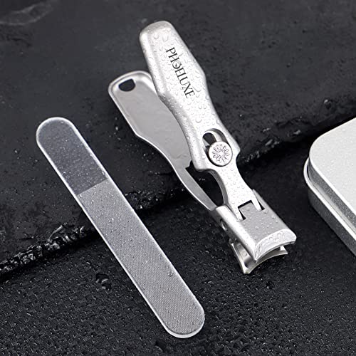 Phoeluxe Nail Clippers, 16Mm Wide Jaw Opening Nail Clippers For Cutting Thick Nails Extra Large Toenail & Fingernails Clippers With Safety Lock And Nail File For Eniors, Men, Adult (Silver) #TOP5