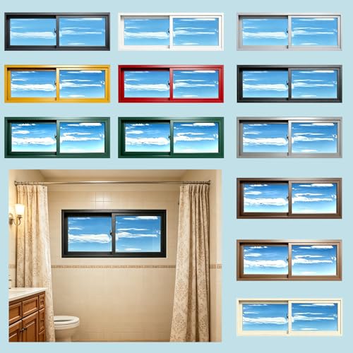Image of Custom Windows, Aluminum Frame Sliding Windows, 20+ Frame Color Choices, 5mm Clear or Frosted Glass, Double Glazing Available, Replacement Window for Basement