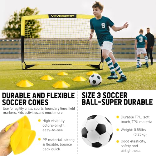 Image of Kids Soccer Goals for Backyard Set - 2 of 4' x 3' Portable Soccer Goal Training Equipment, Pop Up Toddler Soccer Net with Soccer Ball, Soccer Set for Kids and Youth Outdoor Games, Sports, Play