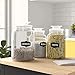 Glass Canister Set for Kitchen or Bathroom with Airtight Lid and Chalkboard Labels, Apothecary Glass Food Storage Jars,Set of 3 Cookie Jars, Candy, Coffee, Cereal & More, Clear Storage Containers!