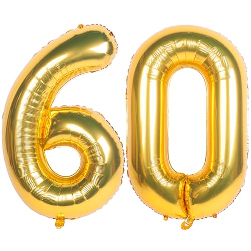 Image of 40 Inch gold Number Balloons 60 Helium Foil Mylar Balloon | Birthday Party banquet Decoration 60