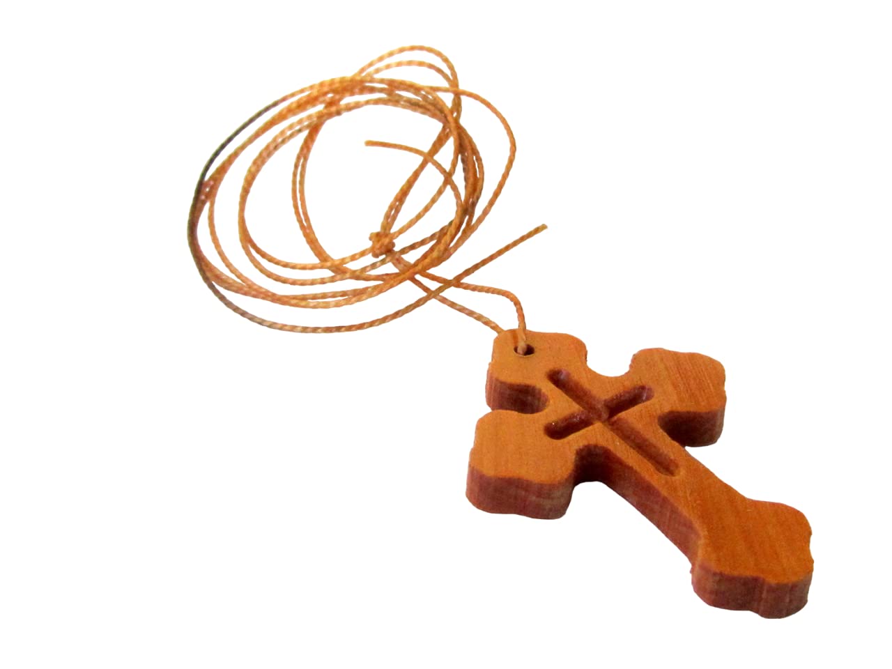 Tweezijdige christelijk orthodoxe hanger ketting met houten en