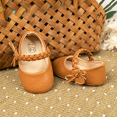 Image of Meckior Infant Baby Girl Sandals Soft Non-Slip Rubber Sole Handmade Princess Wedding Dress Shoes Toddler First Walkers