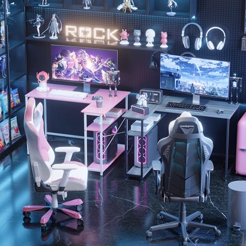 Table de travail PC compacte rose pour gagner de la place en chambre - 9