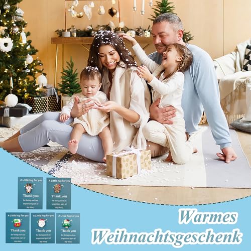 Pocket Weihnachten, Kleine Hug Pocket Weihnachtskarten, 5 Herzerwärmende Weihnachtskarten mit Festlichem Design für Festliche Grüße an Familie, Freunde und Kollegen zur Weihnachtszeit