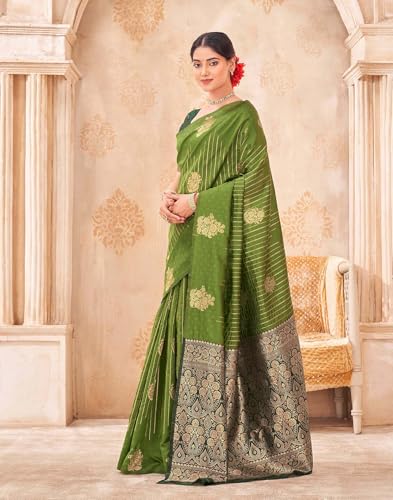 Image of SIRIL Women's Banarasi Soft Silk Saree Pure Silk with Unstitched Blouse Piece