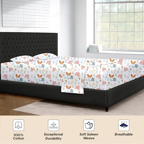 Image of SGI 108 inchx80 inch 4 Pc Short Alaskan King Sheet Set 600 TC 18 inch Butterfly Garden