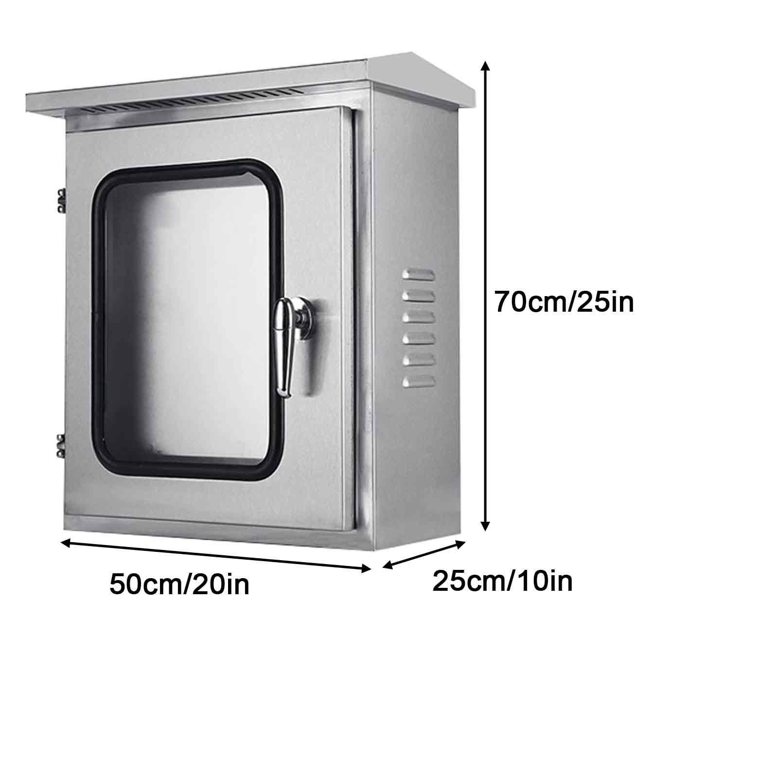 Verteilerdose Außen Wasserdicht, Wasserdichter IP66 Stromkasten Außenbereich aus Edelstahl 304 mit Schloss und Sichtfenster für Elektroprojekte(50x70x25cm/20x28x10in)