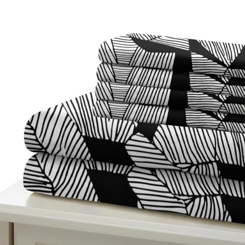 Parure de lit géométrie moderne en microfibre de qualité supérieure - 7