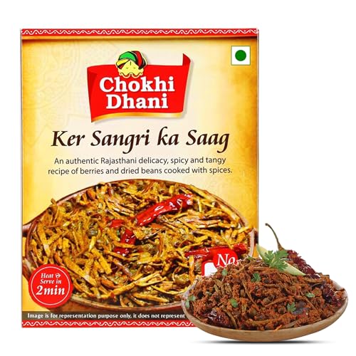 Image of Chokhi Dhani Ker Sangri Ka Saag Ready-to-Eat Meal 300g | Authentic Rajasthani Specialty Curry | Instant Heat & Eat | Vegetarian Home Style Food | Microwavable Curry Pack | Pack of 1 | ready to eat meals