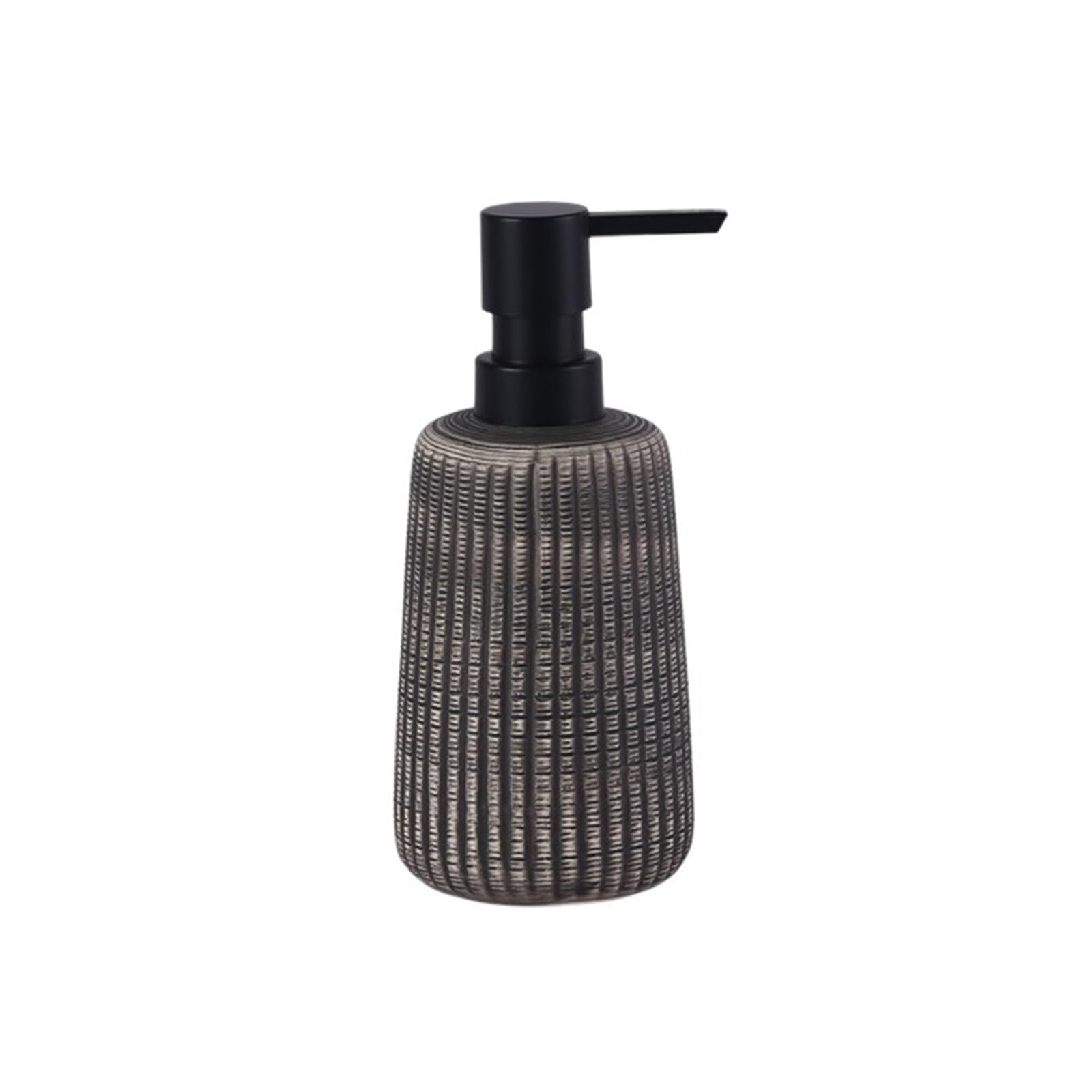 Cyairong-22 Black Soap Dispenser 400Ml Countertop Striped Ceramic Soap Dispenser Kitchen Bathroom Lotion Pump Bottle(Black)