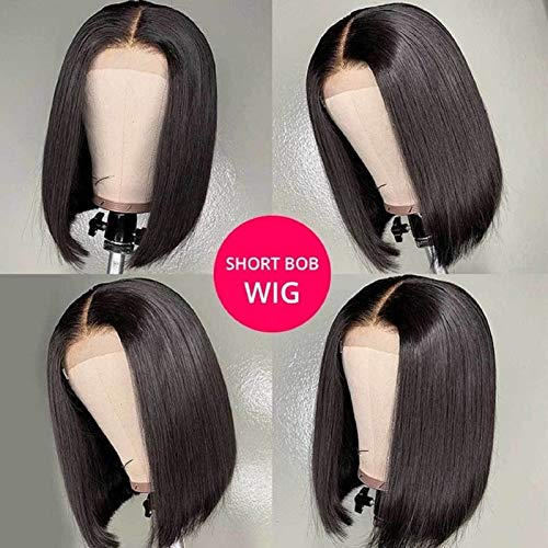 image for BLY 180% Density Short Bob Lace Front Wigs Straight Human Hair 4x4 Lac