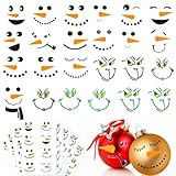 80 PCS Snowman Face Stickers for Christmas Ornaments, Vinyl Decals DIY Craft Art Stickers,Cute Snowman Wall Decor for Christmas Ball Water Bottles Fridge Wall Door Party Supplies Home Decoration