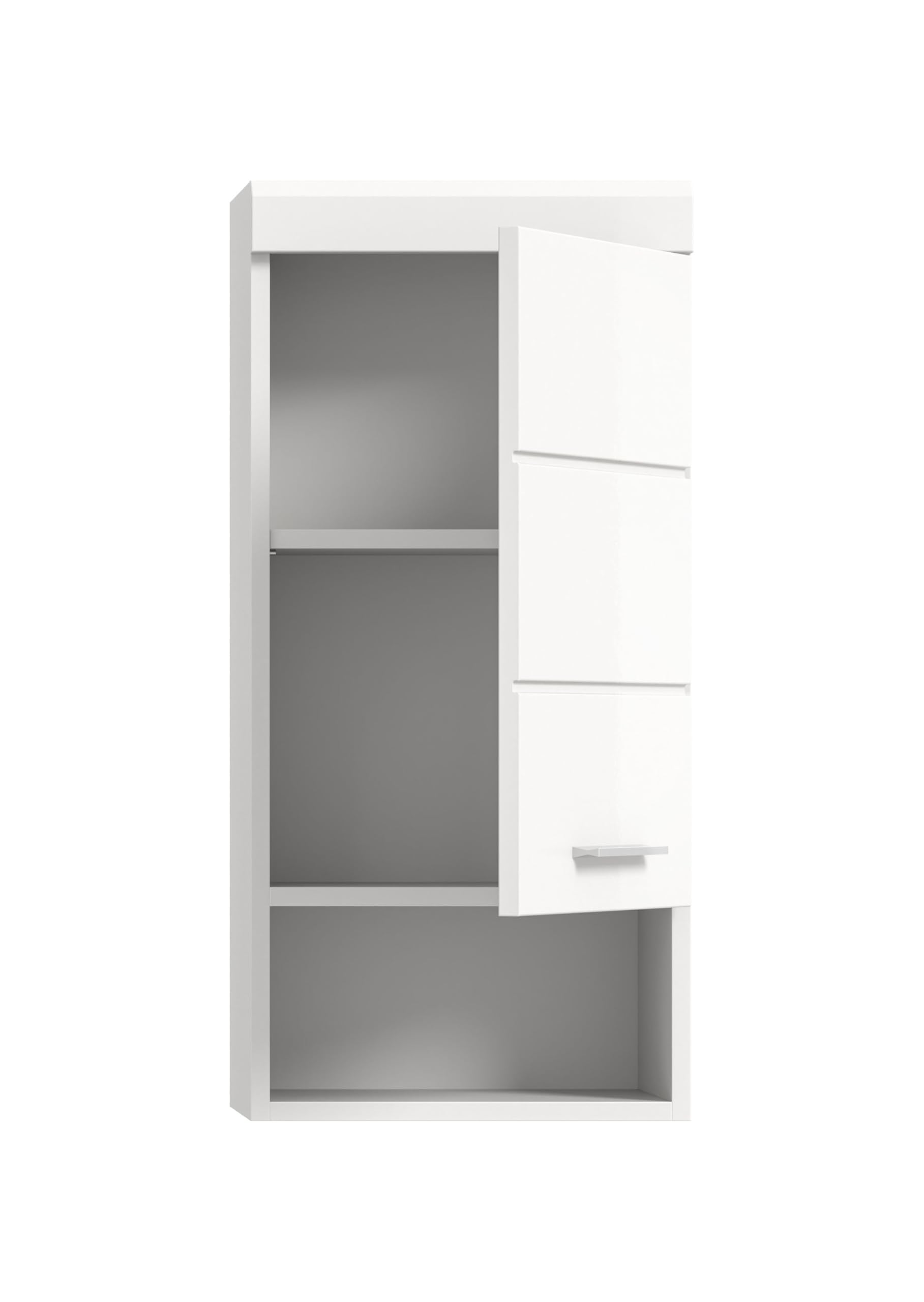 xonox.home - Hängeschrank Linus 30x77x23 cm in weiß und weiß Hochglanz - Badezimmerkombination Badmöbel Badset - Pflegeleichte Oberfläche funktional und hochwertig verarbeitet