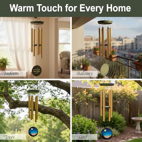 Image of Personalized Memorial Wind Chimes for Outside, Sympathy Gifts Wind Chime for Loss of Loved One, Beautiful Decor with Deep Tone, Ideal for Funeral, Remembrance & Bereavement, Produced in Texas