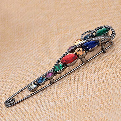 Image of 4.1 inch Vintage Rhinestone Crystal Flower Large Safety Pins Brooch Cardigan Scarf Sweater