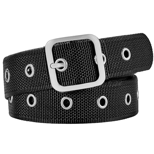 Plus Size Belts 39 to 63'' Womens Ladies Black Grommet Belt Nylon Prong Belts