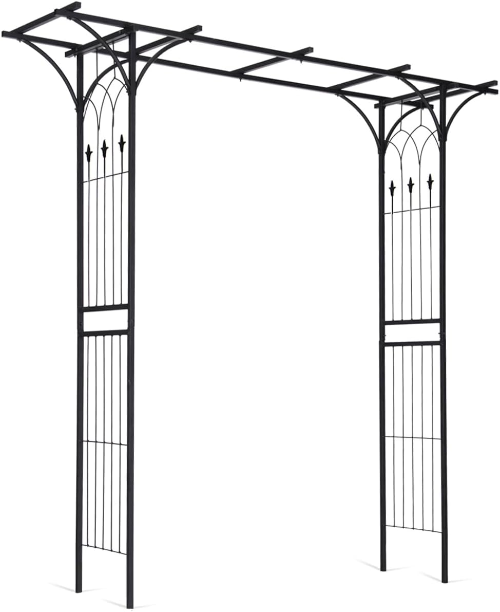 Giantex Garden Arbor Wedding Arch for Ceremony Party, Metal Trellis Archway for Climbing Plants Rose Grape Vines, Steel Frame Pergola Decoration for Backyard Patio Lawn Pathway, Easy to Assemble