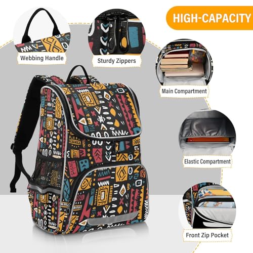 OREZI Schoolbag African Ethinic Geometric Print Laptop Backpack for School Student College Adult Backpack4
