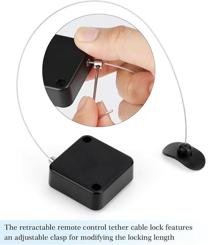 Image of Retractable Remote Control Tether Lock, Remote Rescue,6 ft Upgraded Pulling Force Security Lock with Adjustable Cable Leash Length Clasp for TV and DVD, Never Lose Your Remote Again