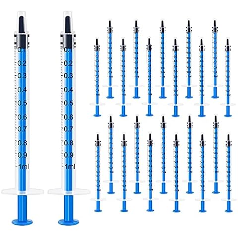 24 Pack 1ml Sringe,Syringe,1ml Plastic Syringe with Measurement,Syringe for liquid,Syringes for lip gloss,Oral syringe,Individually Sealed Syringe for Oral Dental Care, Lab,Plant Hydroponic,Feed Pets Cover