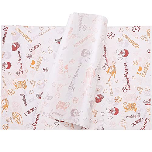 Papel Encerado para Alimentos 14 x 10 Pulgadas - 100 Hojas Antigrasa, de Hornear, Antiadherente para Envolver Bocadillos, Hamburguesas, Pasteles, Pizza y Sándwiches