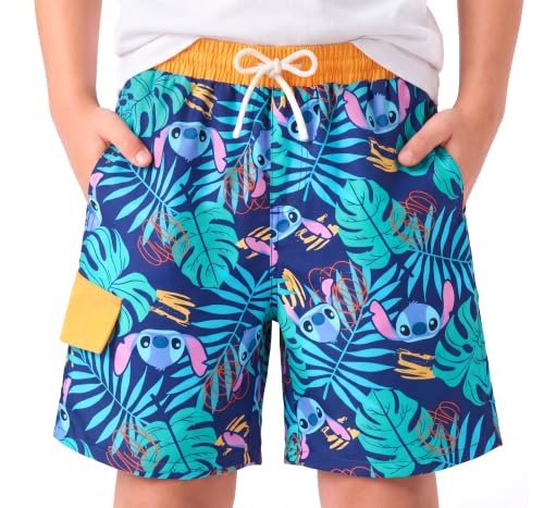 Image of Disney Stitch Spiderman Cars Winnie Toy Story Boy Swim Trunks UPF 50+Swim Shorts Compression Liner & Quick-Dry &Pockets 2-13Y