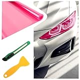 12×47 Inch Car Headlight Tint Film,Self-Adhesive Tail Light Tint Film Kit with Squeegee & Cutter,Universal Taillight Tints Films Automotive Exterior Accessories for Car Fog (Pink)