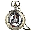 Avenger Bronze Effect Antiqued/Vintage Stainless Steel Case Quartz Pocket Watch Necklace for Men Women Children - Full Hunter - On 32" Inch / 80cm Chain #1