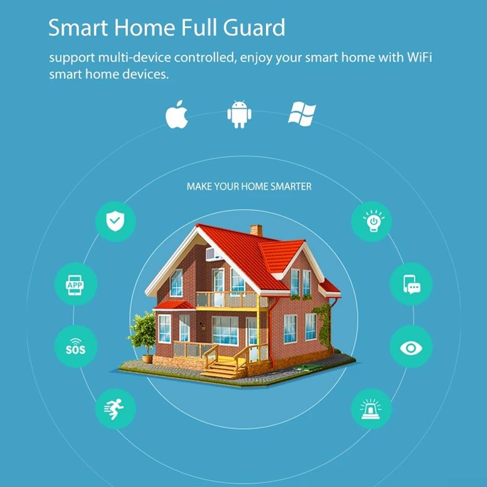 per Tuya Allarme Sirena WiFi, Suono Intelligente e Luce, Sirena di Allarme WiFi 100dB con Sensore di Umidità Temperatura Luce Stroboscopica