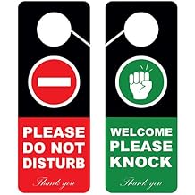 Business Design Do Not Disturb and Welcome Please Knock Door Hanger Sign, 2 Pack, Double Sided, Ideal for Offices, Online Sessions and Meetings, Online Classes, Home Offices, Recording