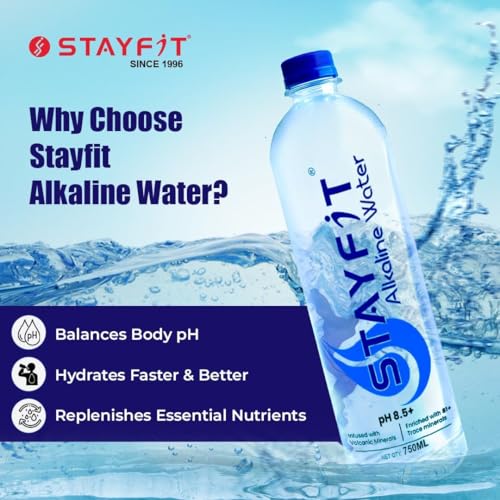 Image of Stayfit Alkaline Water with Essential Nutrients | 81+ Trace Minerals |Water-Based Electrolyte Drink With 8.5+ pH Alkaline Mineral Water (15 x 750 ml)