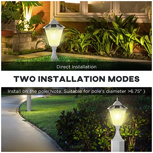 Outsunny 22" Solar Lamp Post Light, Outdoor Fixture With All Weather Aluminum, Motion Activated Sensor Pir, Automatic Vintage Street Lamp For Garden, Lawn, Pathway, Driveway, White #TOP7