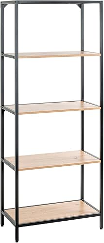 HAKU Estante roble claro, negro, MDF, Metal - Dim.: An 64 x Al 167 x P 35 cm, Es