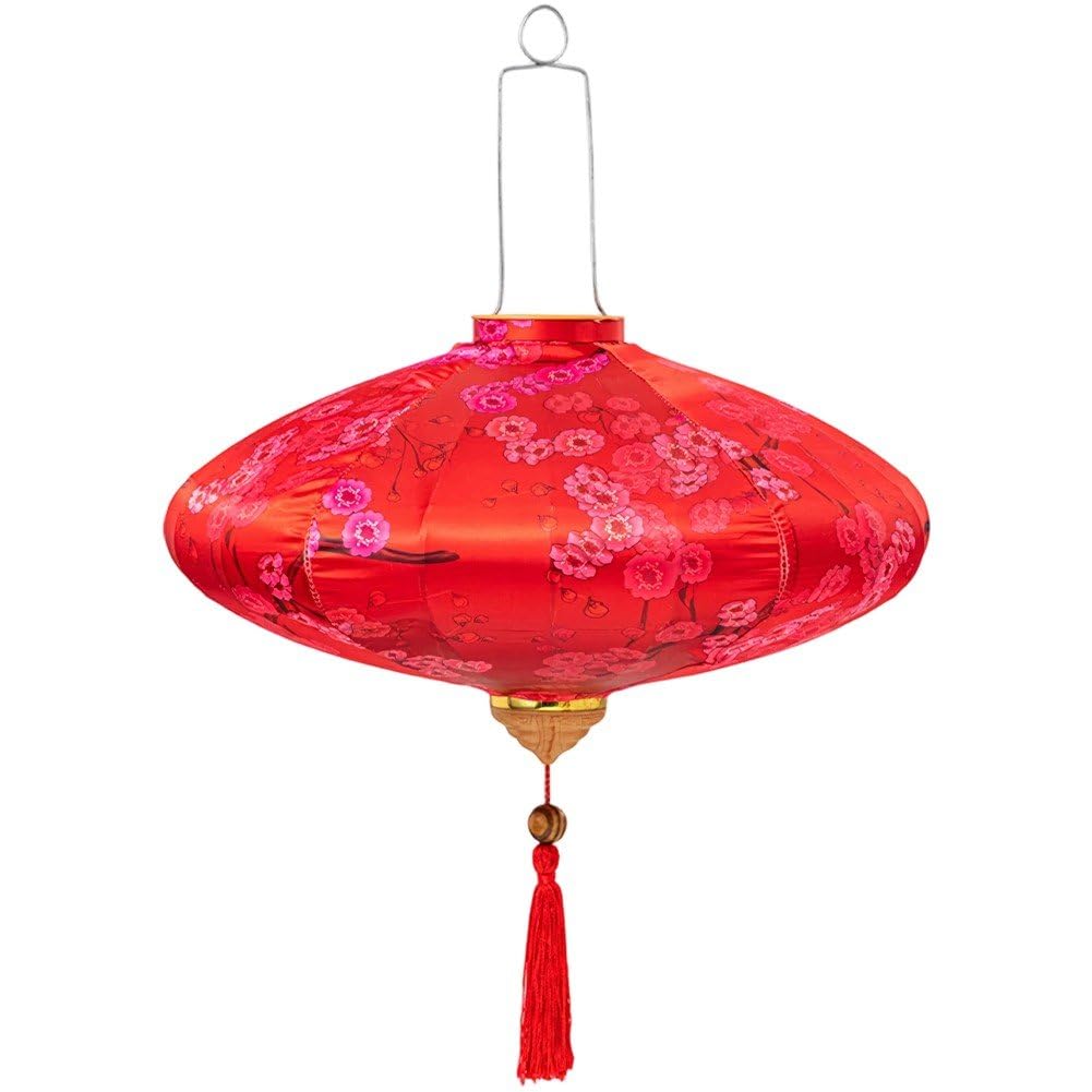 Fituenly Oval Silk Lanterns Oriental Chinese Japanese Hanging Lanterns Waterproof for Outdoor Party Wedding Garden Home Decoration