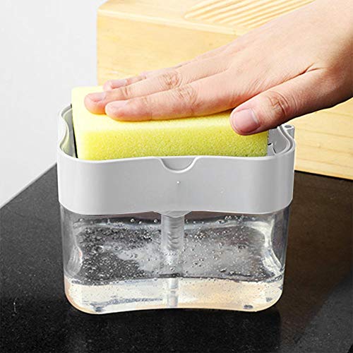Dispensador de sabão de cozinha tipo prensagem 2 em 1 conveniente, limpador de panelas, para casa, e