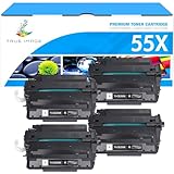 CE255X 55X P3015 Toner Cartridge Black 4-Pack Compatible Replacement for HP Laserjet P3015 55X 55A CE255X CE255A Toner Cartridge for P3015dn P3015x Pro 500 MFP M521dn M521dw M521 M525 Printer
