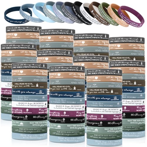 Unittype 240 Pcs Bible Verse Silicone Bracelets Bulk Scripture Rubber