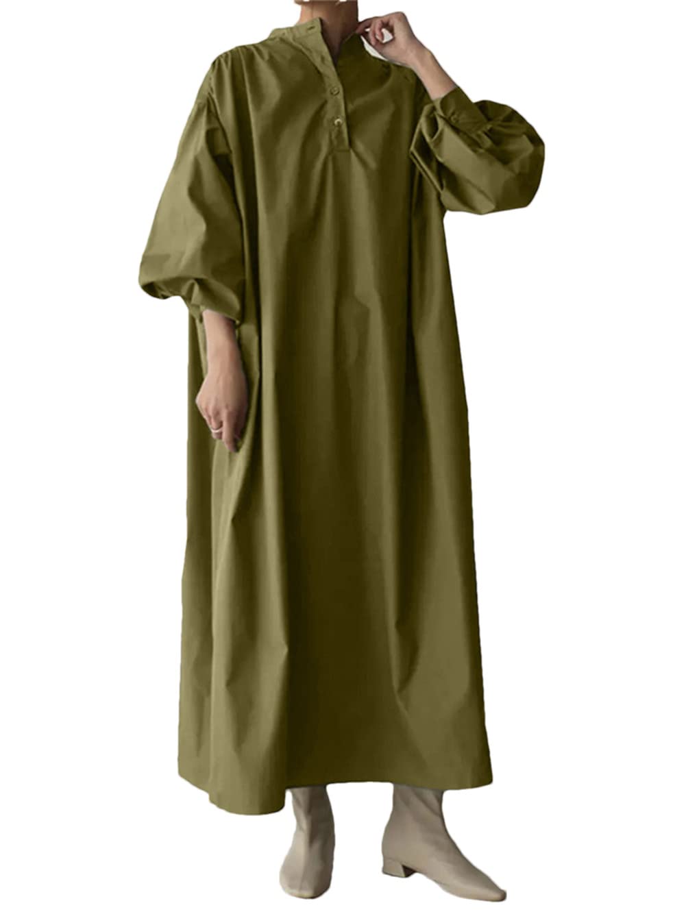 Kobiecy koreański luźny długi rękaw vintage szlafrok oversize streetwear solidne eleganckie długie sukienki