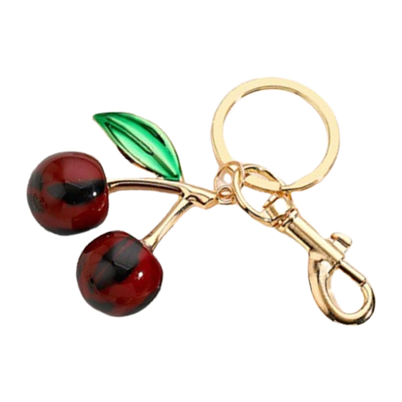 YUGSHNKFC Resin Leopard Pattern Cherries Pendant Vibrant Cherries Key Rings Adornment Keychain Pendant For Trendy Bags And Purses Fashion Charm