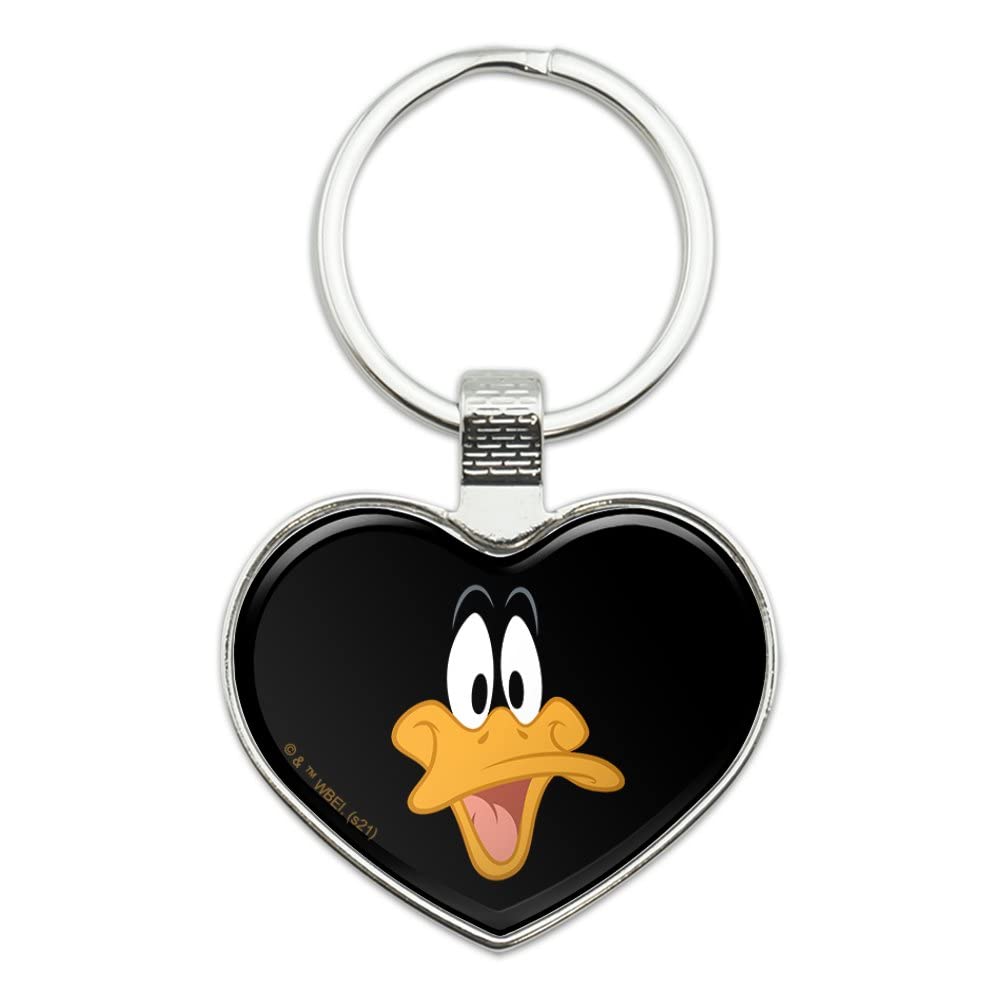 Looney Tunes Daffy Face Keychain Heart Love Metal Key Chain Ring