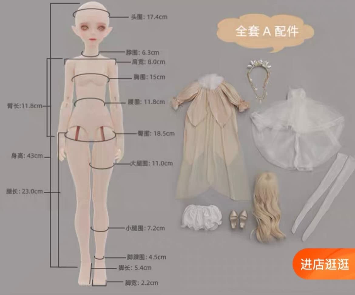 Amazon.co.jp: BJDドール40cm！1/4 球体関節人形 SD DD BJD MDD