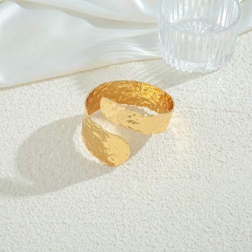 Gold Chunky Arm Cuff Bangle Bracelet For Women Bold Statement Hammered Cuff Bracelet Adjustable Gold Arm Upper Cuff Bracelets Trendy Jewelry4